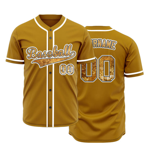Custom Starry Sky Dark Gold Baseball Jersey