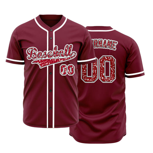 Custom Twill Red White Baseball Jersey