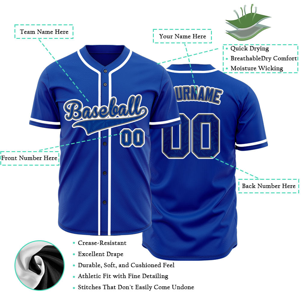 Custom Wave Blue Baseball Jersey