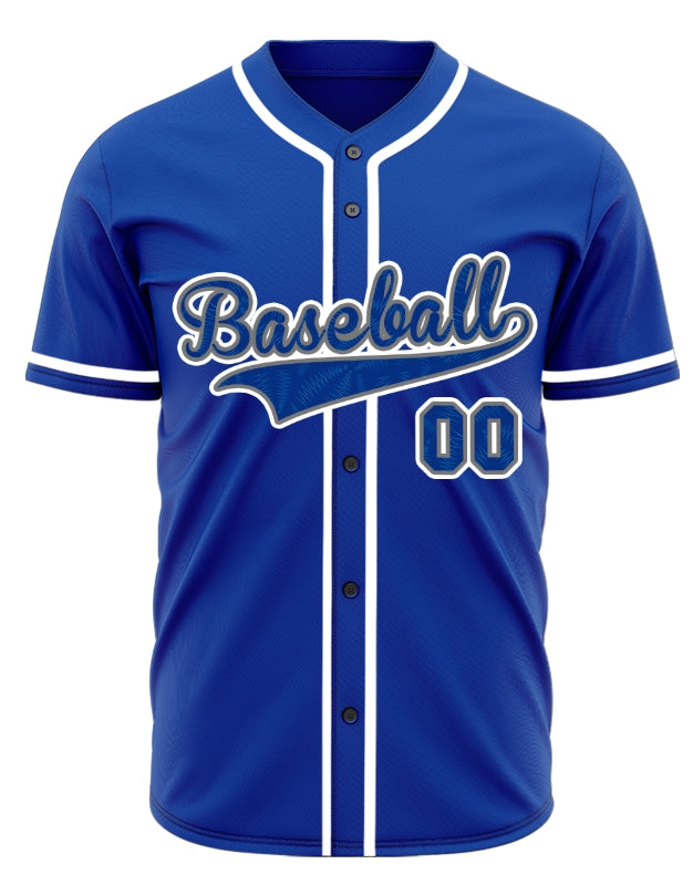 Custom Wave Blue Baseball Jersey