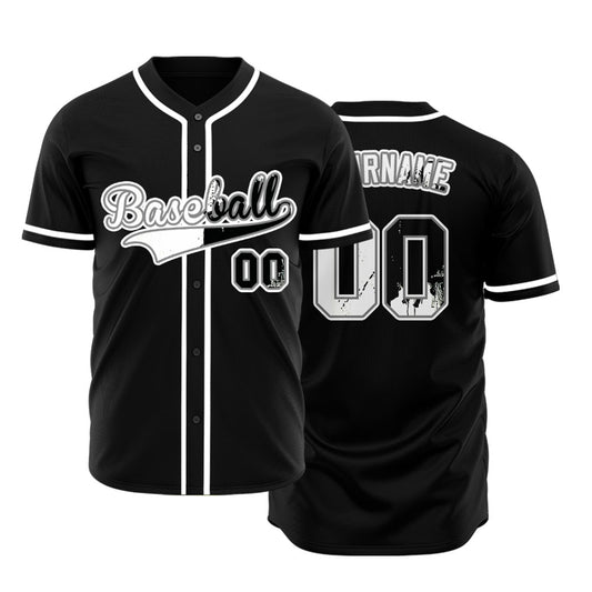 Custom White And Black Ink Baseball Jersey