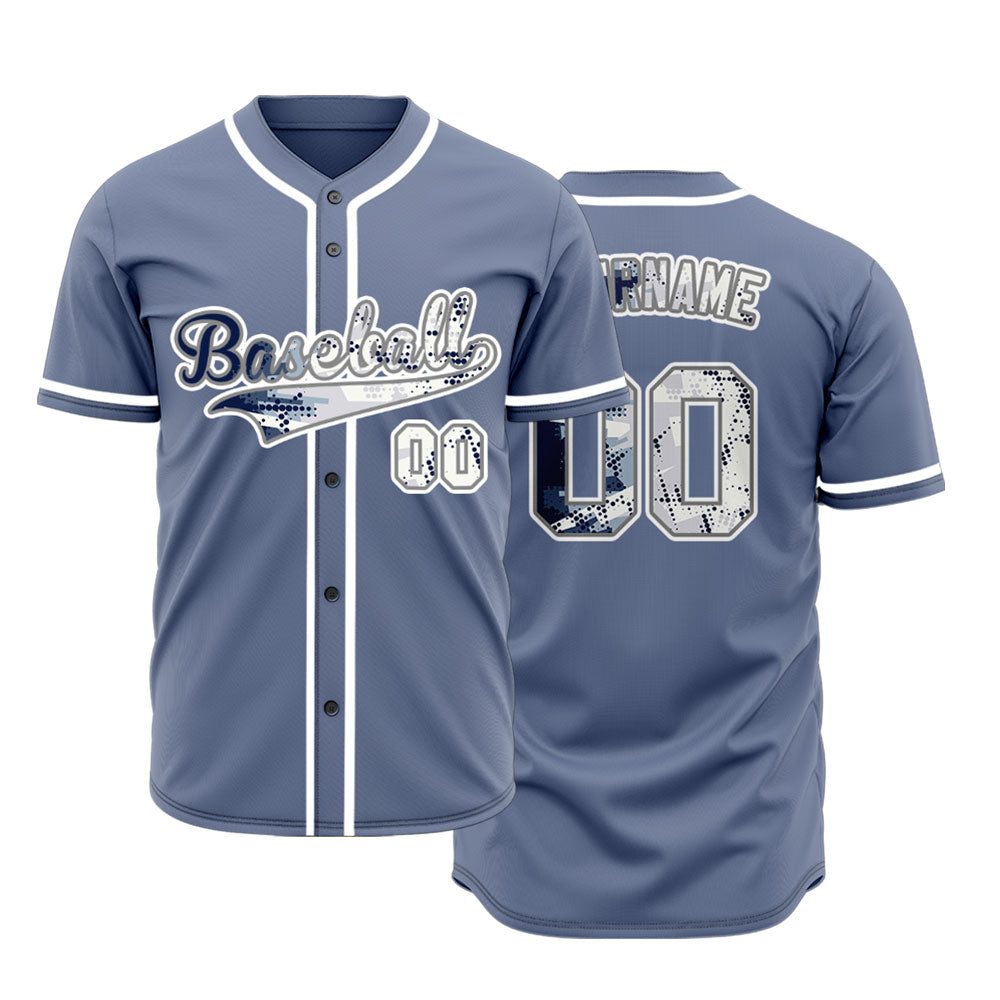 Custom White Blue Halftone Baseball Jersey