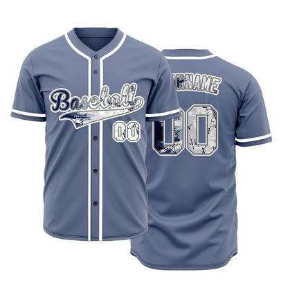 Custom White Blue Halftone Baseball Jersey