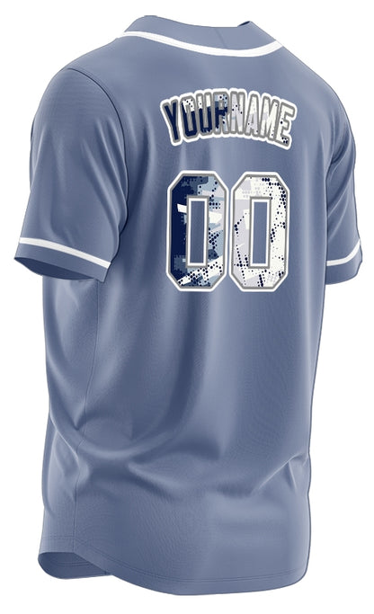 Custom White Blue Halftone Baseball Jersey