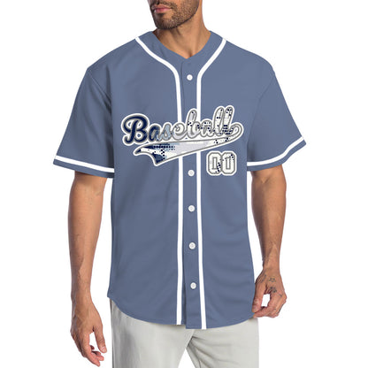 Custom White Blue Halftone Baseball Jersey
