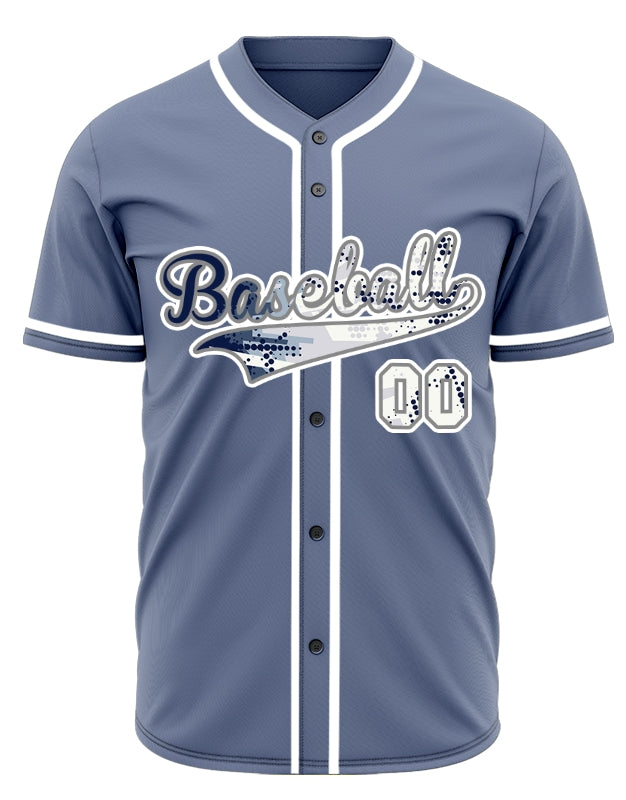 Custom White Blue Halftone Baseball Jersey