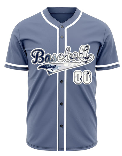 Custom White Blue Halftone Baseball Jersey