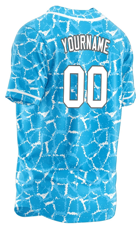 Custom White Blue Ice Cracks Baseball Jersey