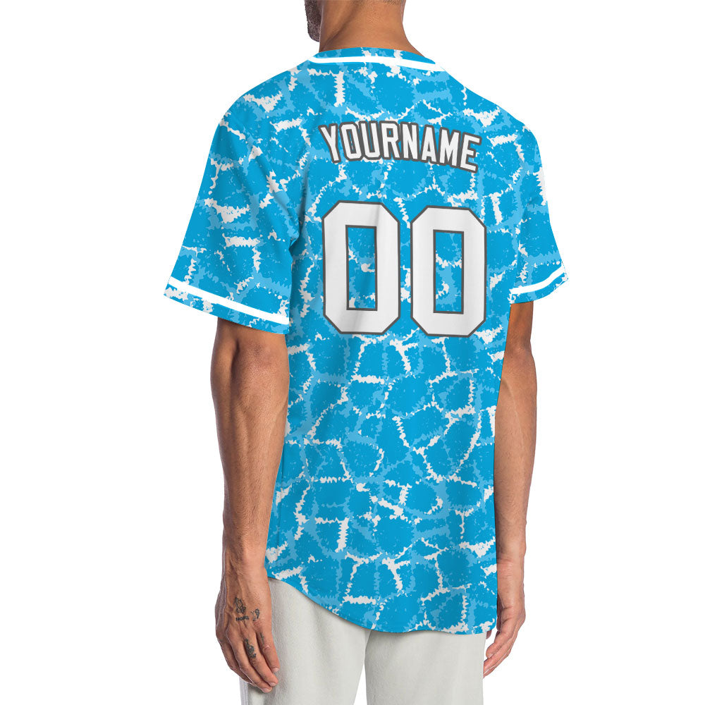Custom White Blue Ice Cracks Baseball Jersey