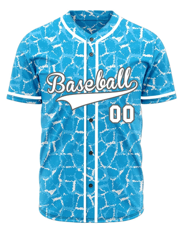 Custom White Blue Ice Cracks Baseball Jersey