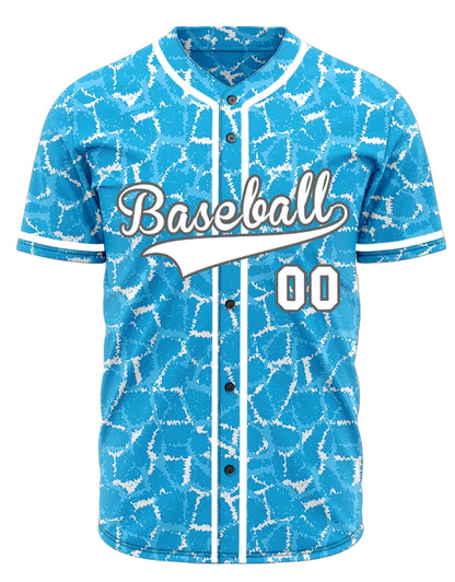 Custom White Blue Ice Cracks Baseball Jersey