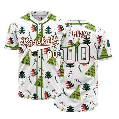 Custom White Christmas Trees Baseball Jersey