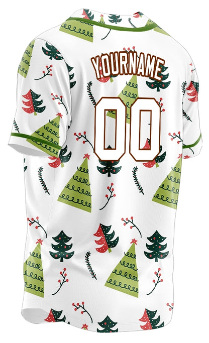 Custom White Christmas Trees Baseball Jersey