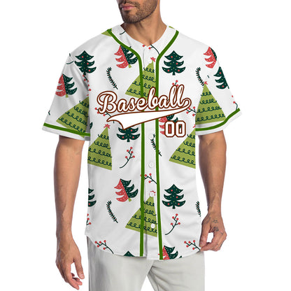 Custom White Christmas Trees Baseball Jersey