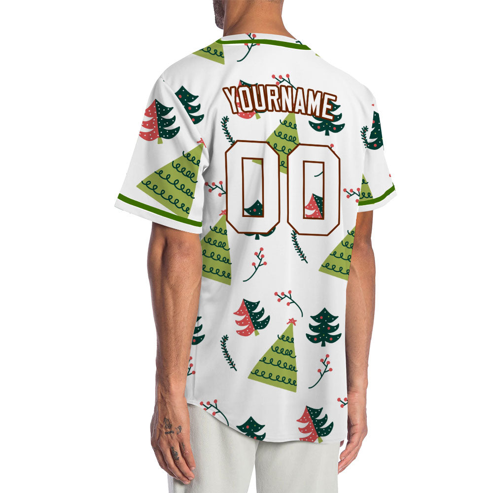 Custom White Christmas Trees Baseball Jersey