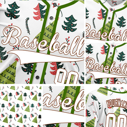 Custom White Christmas Trees Baseball Jersey
