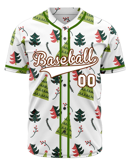 Custom White Christmas Trees Baseball Jersey