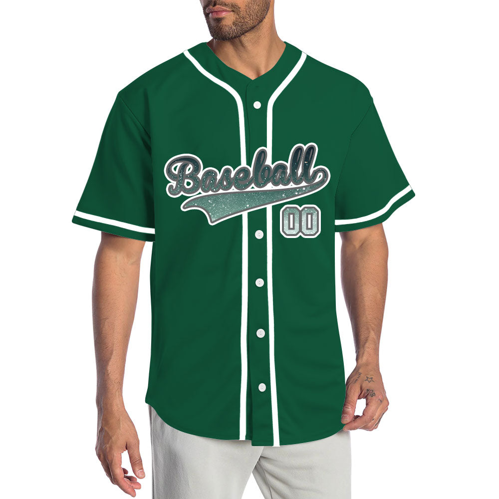 Custom White Dark Green Starry Sky Baseball Jersey