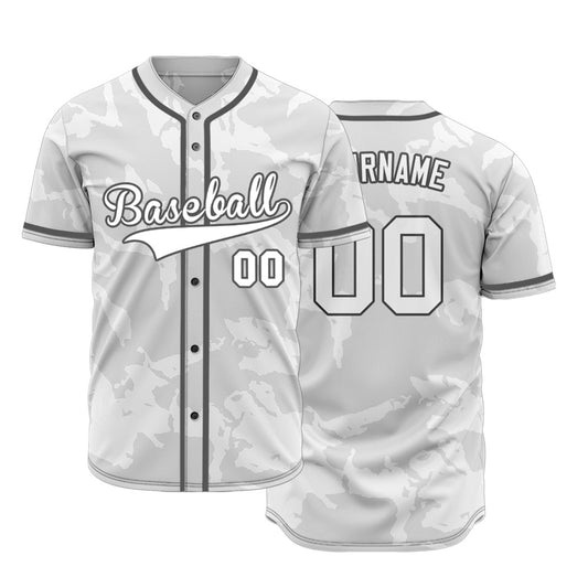 Custom White Light Grey Ink Baseball Jersey