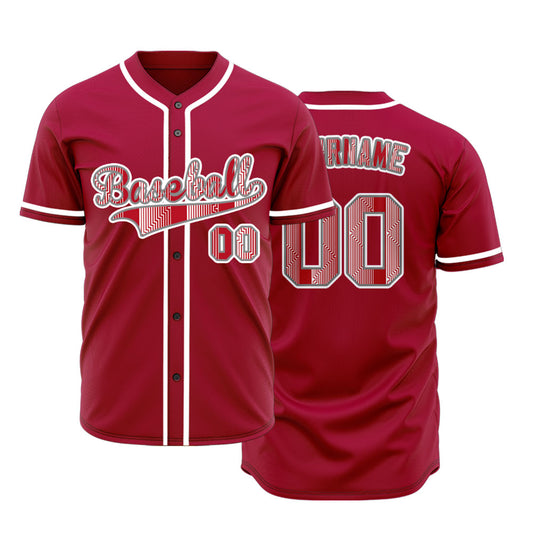 Custom White Overlay Red Baseball Jersey