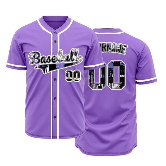 Custom White Purple Ink Baseball Jersey