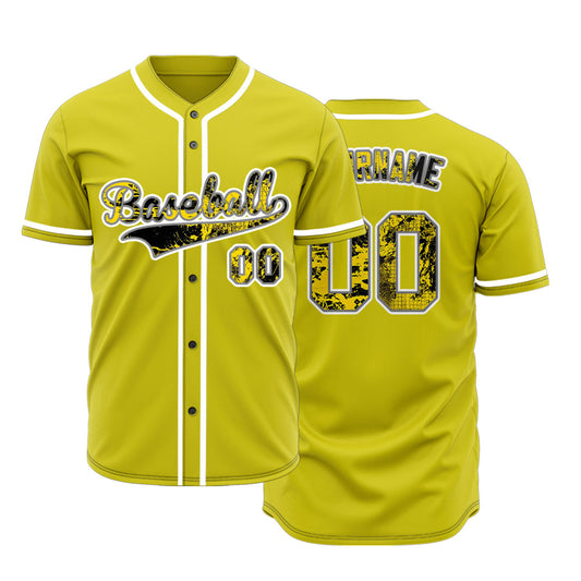 Custom White Yellow Black Ink Baseball Jersey