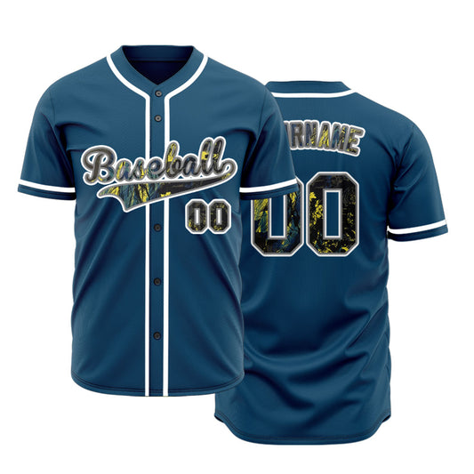 Custom White Yellow Blue Ink Baseball Jersey