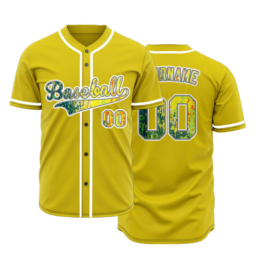 Custom White Yellow Ink Baseball Jersey