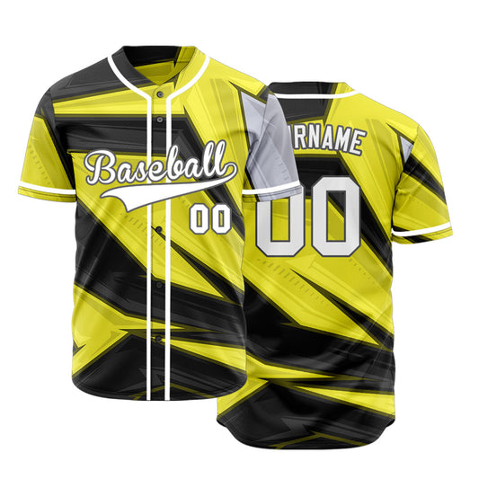 Custom Yellow Black Grey Technology Baseball Jersey
