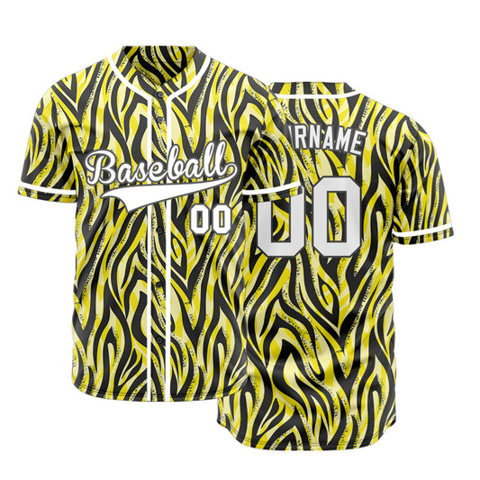 Custom Yellow Blue Leopard Baseball Jersey