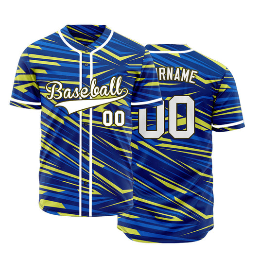 Custom Yellow Blue Slash Baseball Jersey