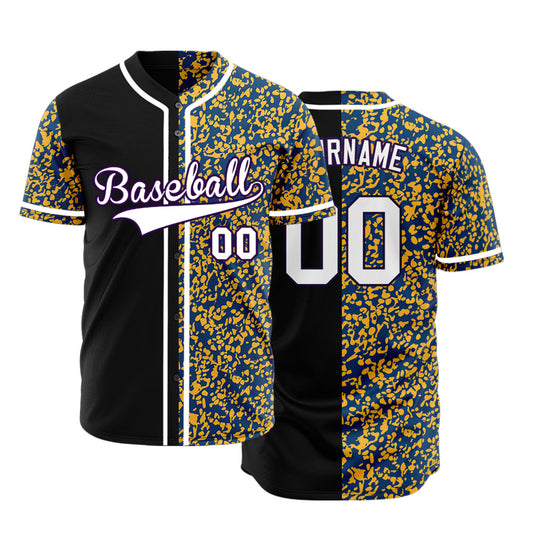 Custom Yellow Blue Small Points Half Baseball Jersey