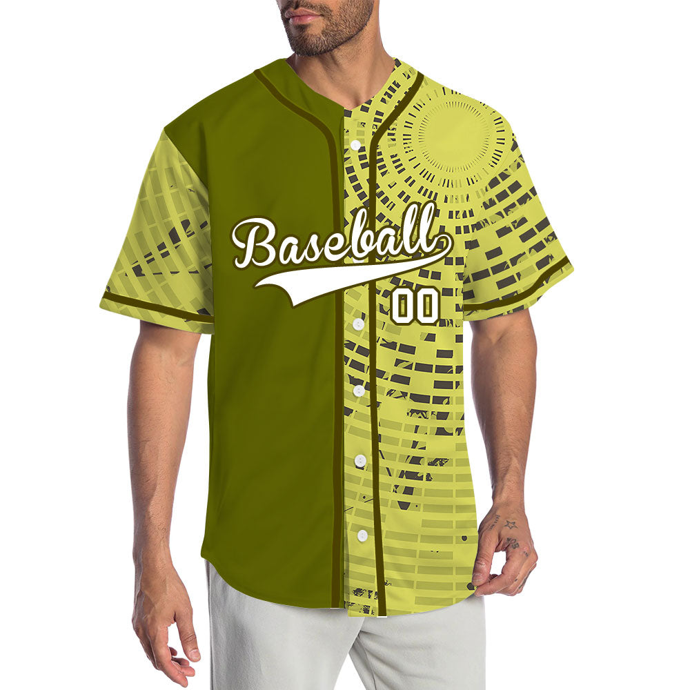 Custom Yellow Circle Half Baseball Jersey