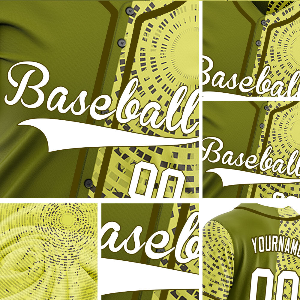 Custom Yellow Circle Half Baseball Jersey