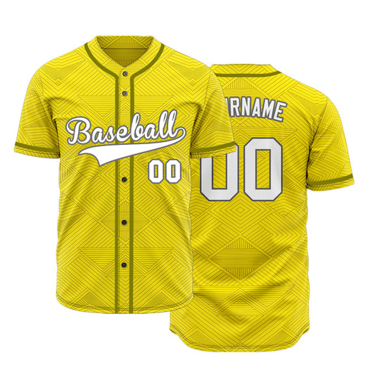 Custom Yellow Diamond Lines Baseball Jersey