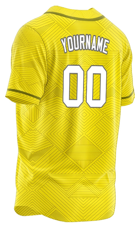 Custom Yellow Diamond Lines Baseball Jersey