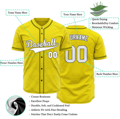 Custom Yellow Diamond Lines Baseball Jersey