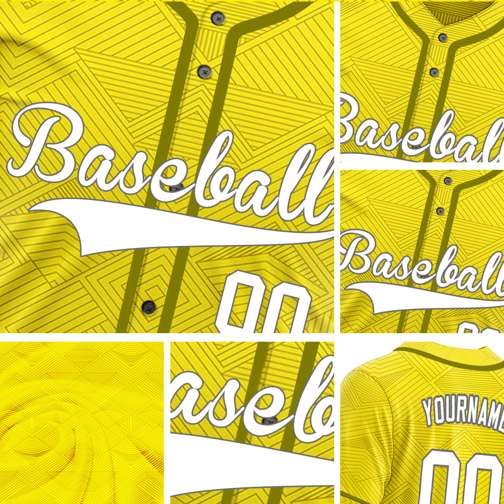 Custom Yellow Diamond Lines Baseball Jersey