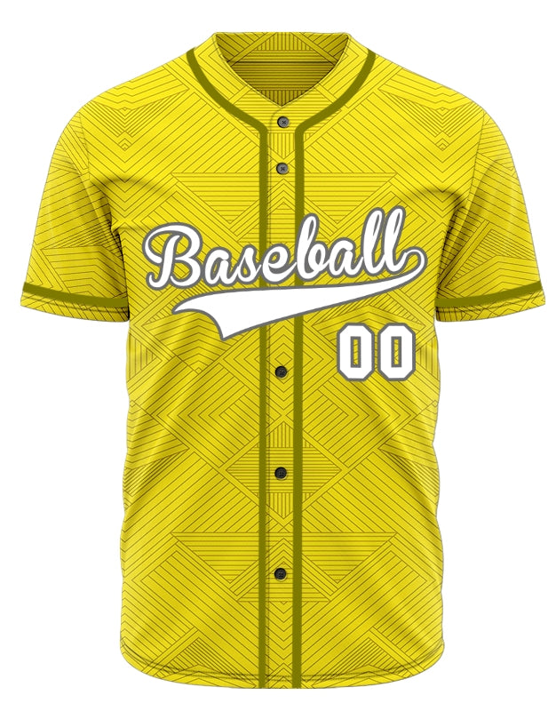 Custom Yellow Diamond Lines Baseball Jersey