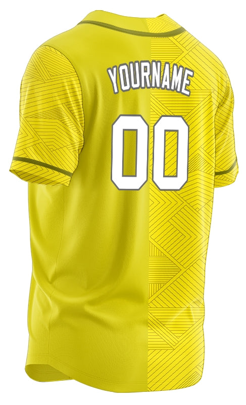 Custom Yellow Diamond Lines Half Baseball Jersey