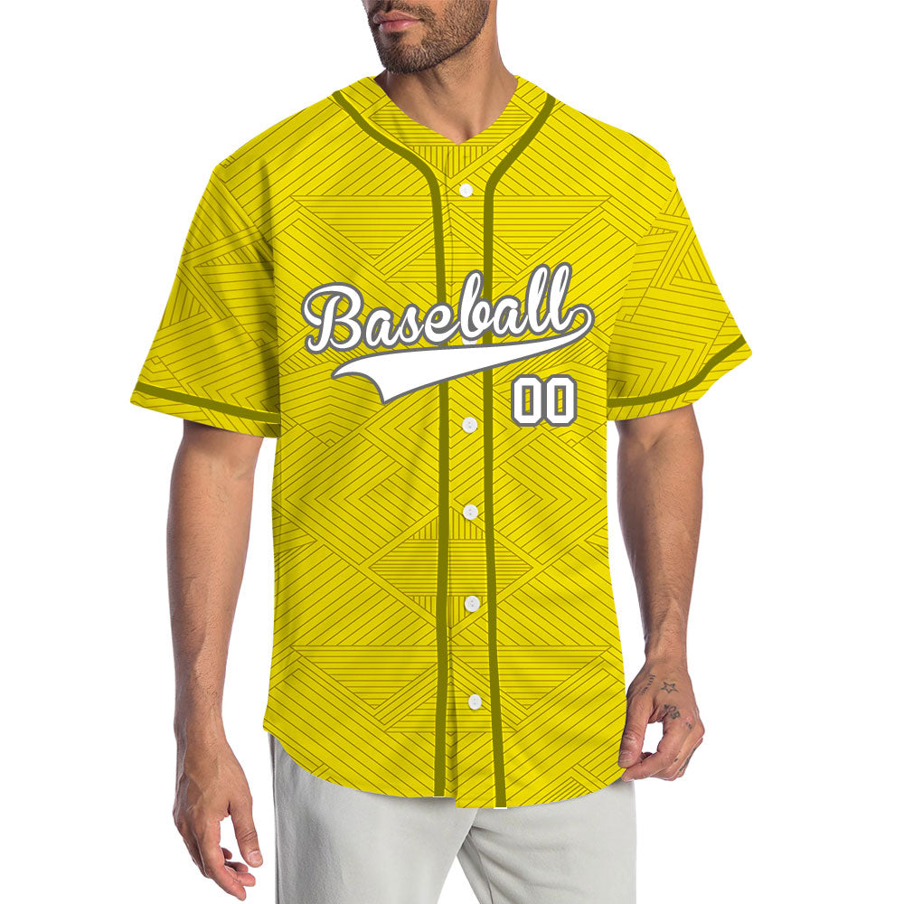 Custom Yellow Diamond Lines Half Baseball Jersey