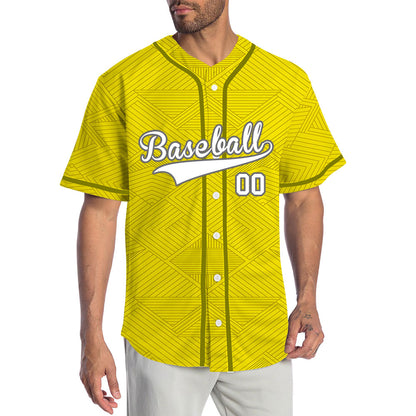 Custom Yellow Diamond Lines Half Baseball Jersey