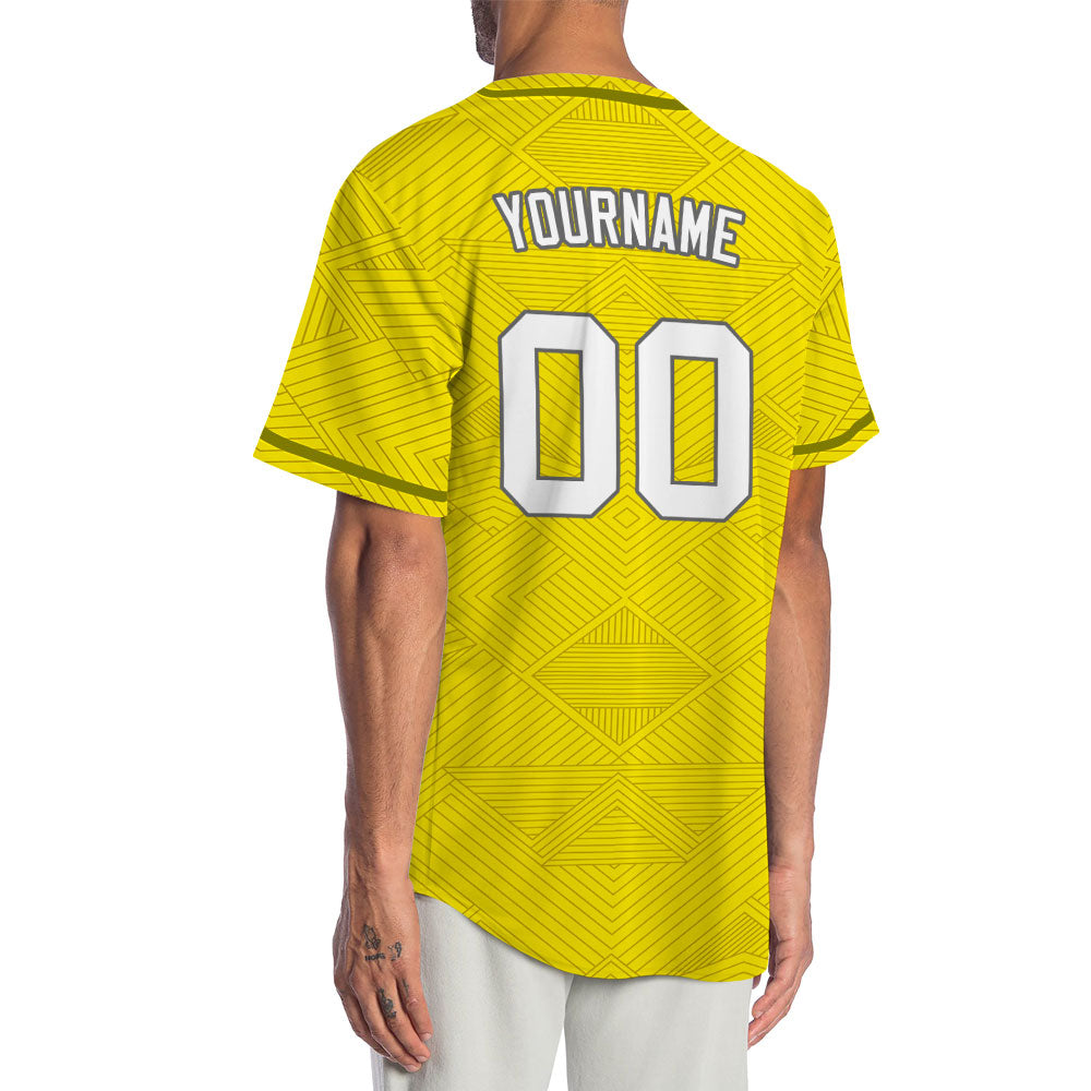 Custom Yellow Diamond Lines Half Baseball Jersey