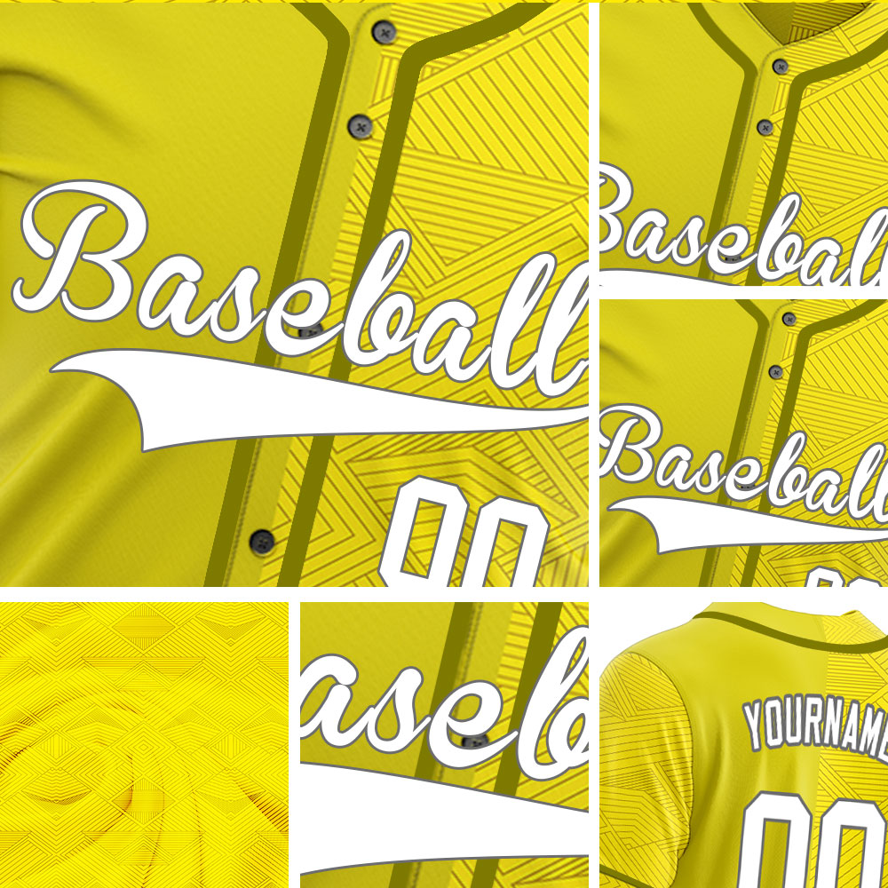 Custom Yellow Diamond Lines Half Baseball Jersey