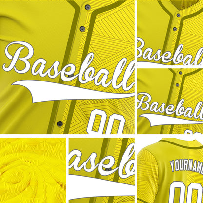 Custom Yellow Diamond Lines Half Baseball Jersey
