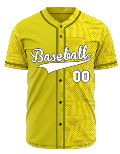 Custom Yellow Diamond Lines Half Baseball Jersey