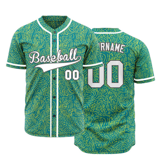 Custom Yellow Green Abstract Lines Baseball Jersey