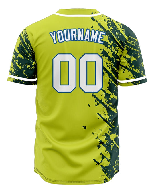 Custom Yellow Green Ink Baseball Jersey