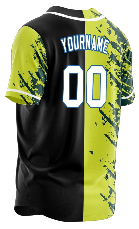 Custom Yellow Green Ink Half Baseball Jersey
