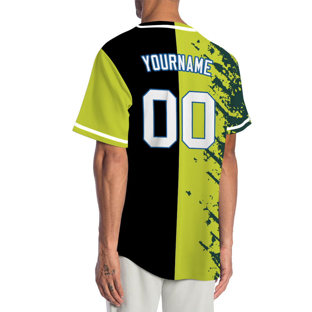 Custom Yellow Green Ink Half Baseball Jersey